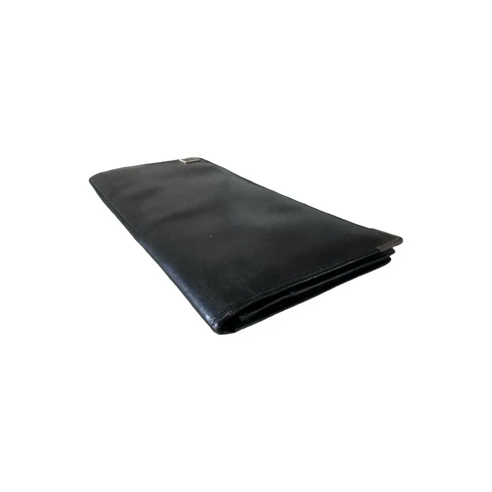 Authentic Dunhill Black Oxford Leather Bifold Long Wallet Made in France